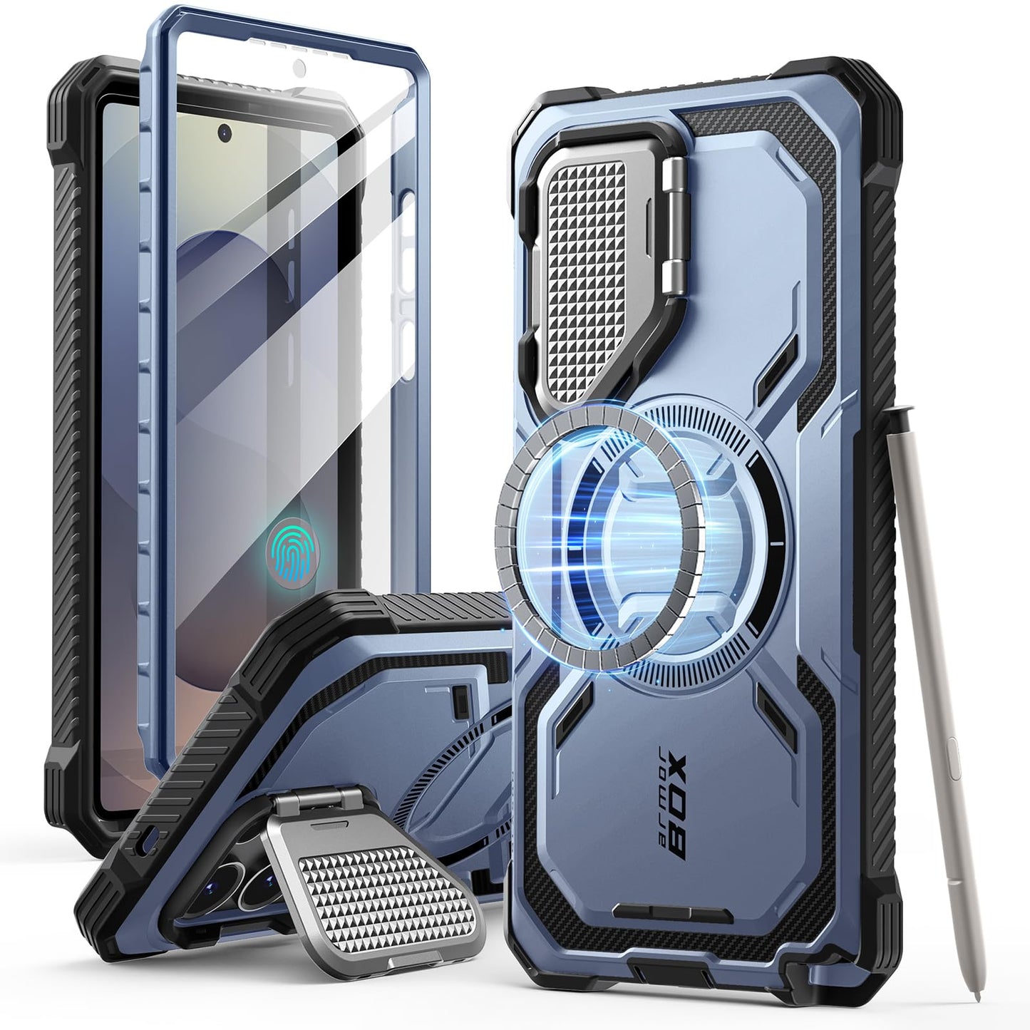 i-Blason Armorbox for Samsung Galaxy S25 Ultra Case MagSafe with Camera Cover Stand [Support Wireless Charger] 360 Full-Body Case with Screen