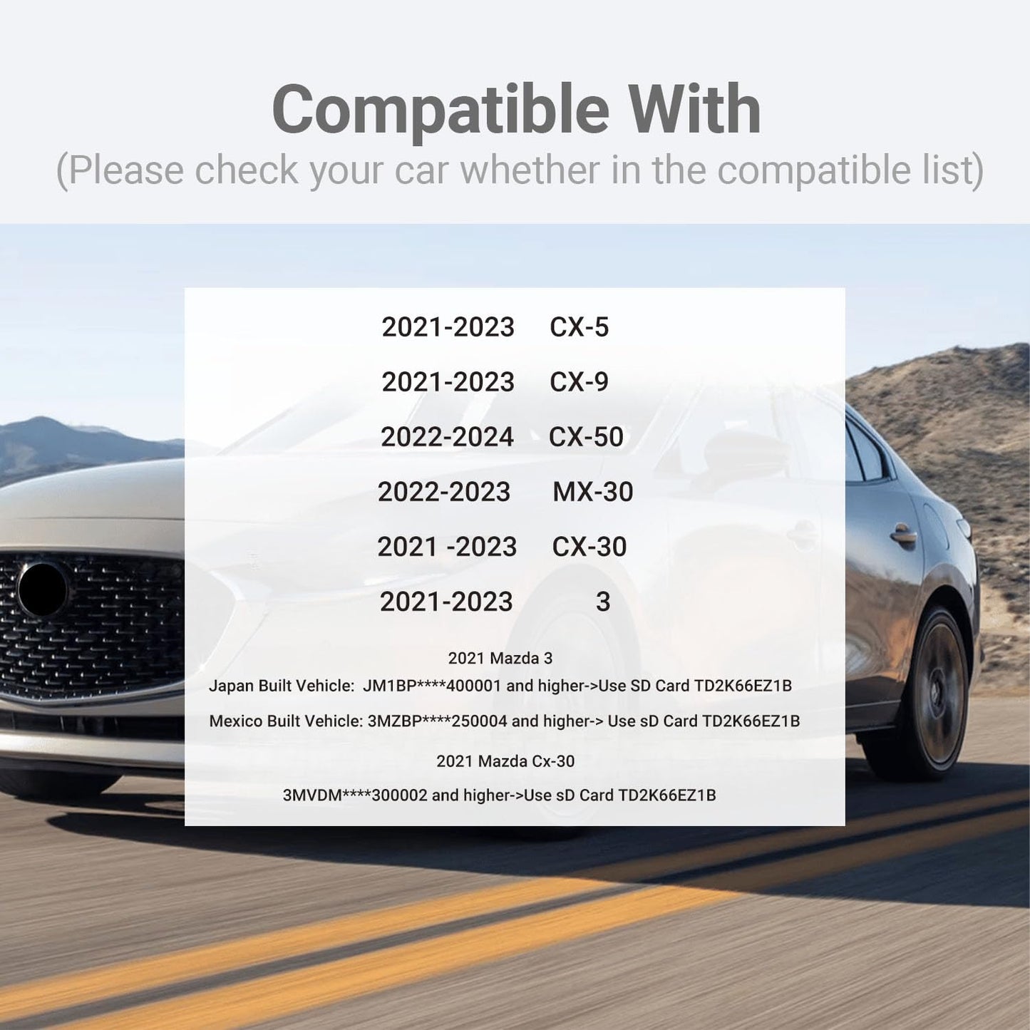 Navigation SD Card Compatible with Year 2021 2022 2023 Model cx5/9,2022 2023 Year Model mx30/cx50