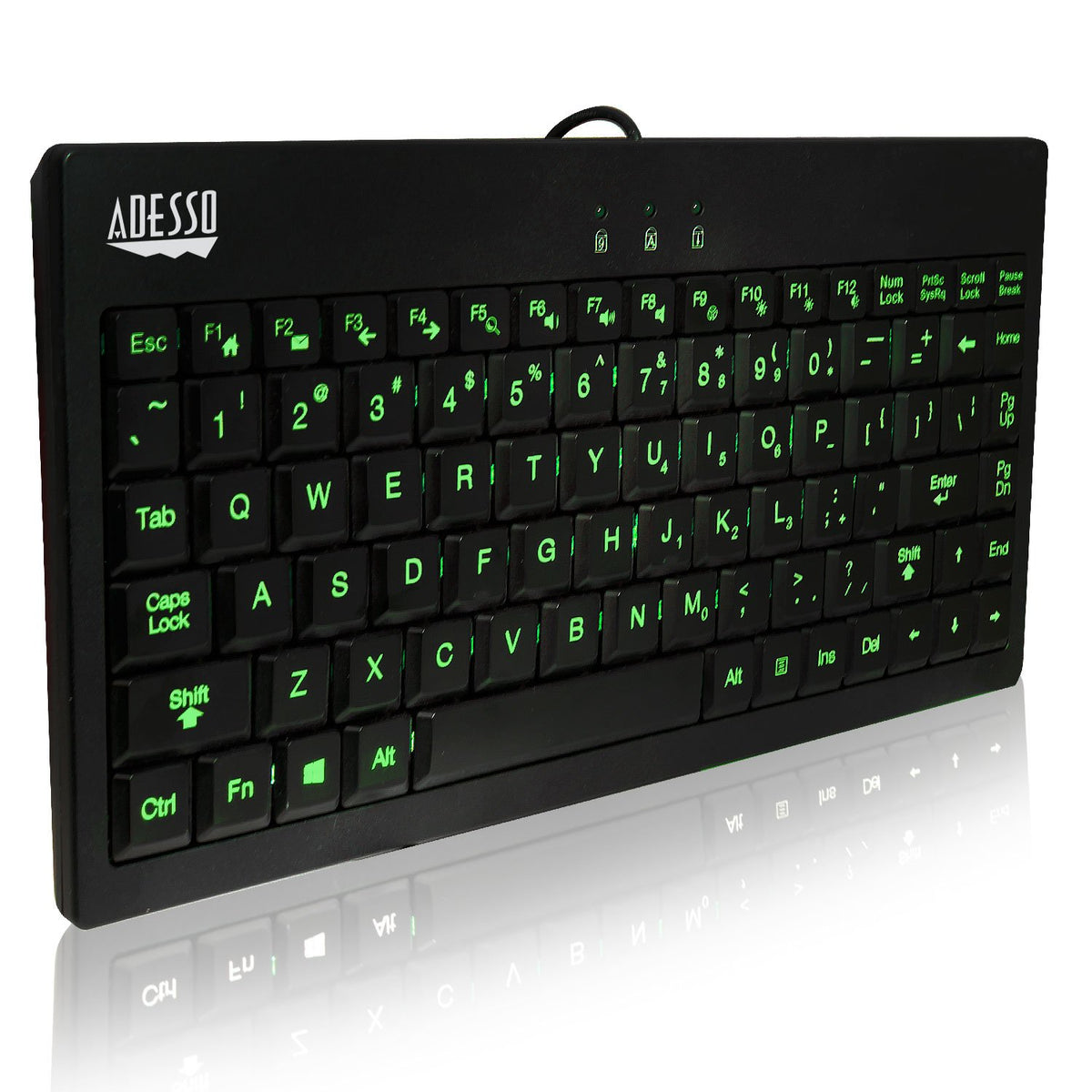Adesso AKB-110EB SlimTouch 110 3-Color Mini Keyboard, 12 Inches, Black