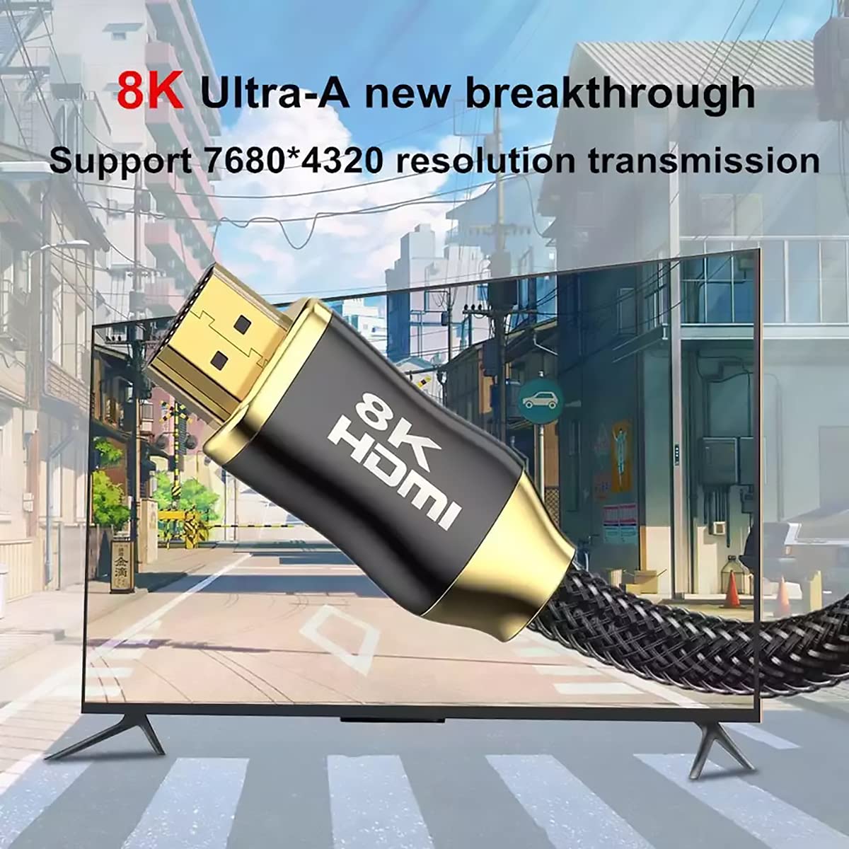 SIREG 8K HDMI Cable 1.5M/4.9FT, 48Gbps High Speed HDMI 2.1 Braided HDMI Cord 28AWG High-Definition HDR Computer Vision PS4 Projection ARC Cable
