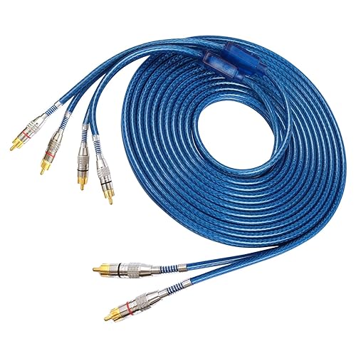 Fonestuff 2 Channel to 4 Channel RCA Audio Interconnect Cable 16.4ft 2 Male to 4 Male Y Splitter RCA Car Audio Cable Shielded Aux Cord for Home