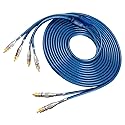 Fonestuff 2 Channel to 4 Channel RCA Audio Interconnect Cable 16.4ft 2 Male to 4 Male Y Splitter RCA Car Audio Cable Shielded Aux Cord for Home