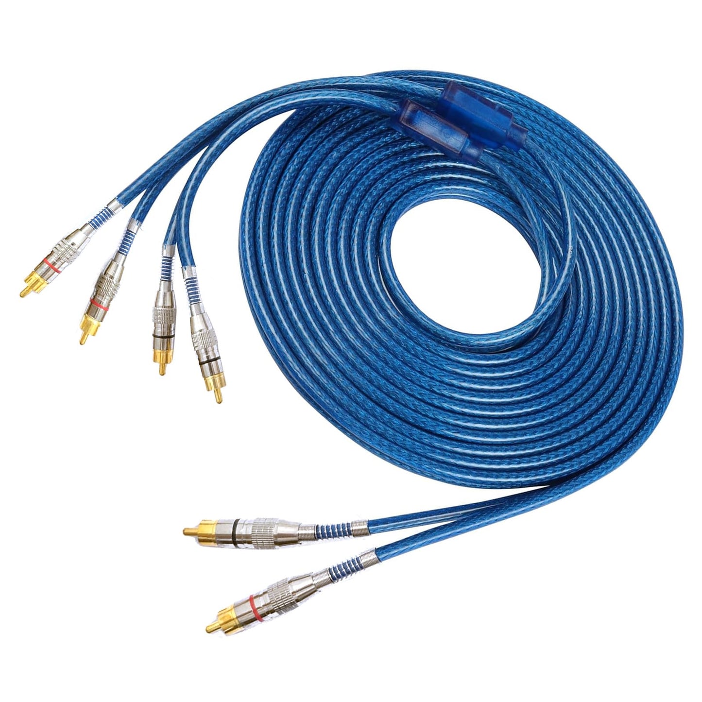 Fonestuff 2 Channel to 4 Channel RCA Audio Interconnect Cable 16.4ft 2 Male to 4 Male Y Splitter RCA Car Audio Cable Shielded Aux Cord for Home