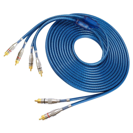 Fonestuff 2 Channel to 4 Channel RCA Audio Interconnect Cable 16.4ft 2 Male to 4 Male Y Splitter RCA Car Audio Cable Shielded Aux Cord for Home