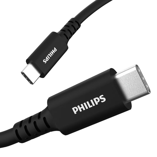 Philips USB C to USB C Cable, 6 Ft 60W Laptop Charger Type C Fast Charging Cable for iPhone 16 Series, 15 Series, iPad Pro, MacBook Charger Cord, Type