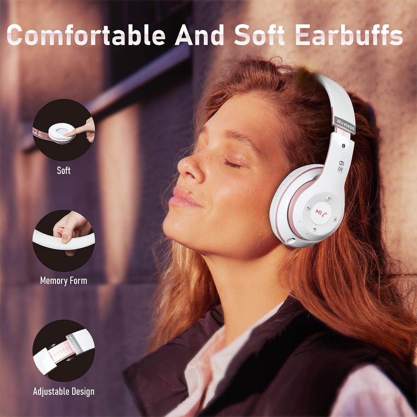 Falebare Bluetooth Headphones Over Ear, 6S Foldable Wireless Headphones with 6 EQ Modes, 40 Hours Playtime HiFi Stereo Headset with Mic, Soft Ear…