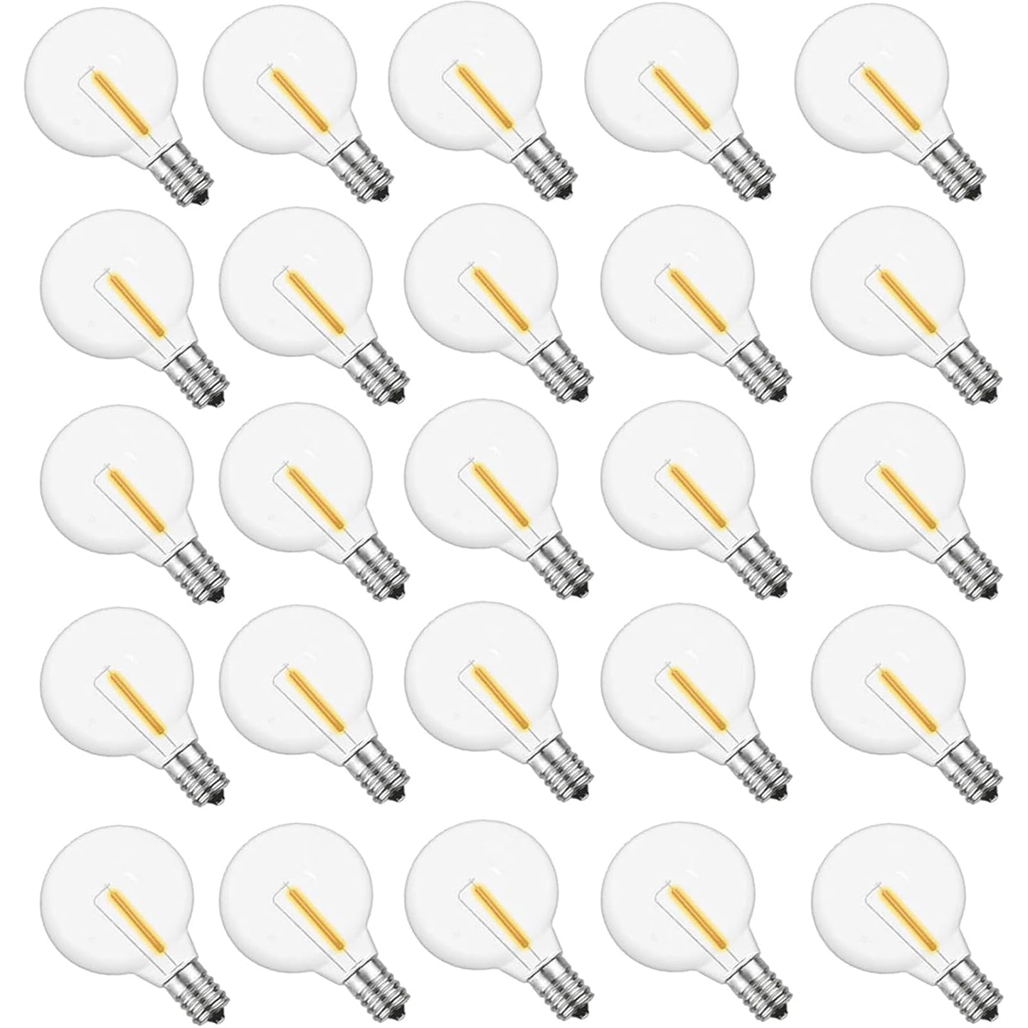 G40 LED Replacement Bulbs for Outdoor String Lights, 1W LED Dimmable Shatterproof Globe Bulbs fits E12 Candelabra Base , Edison Light Bulbs for Indoor