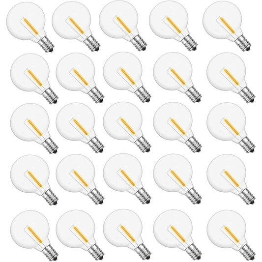G40 LED Replacement Bulbs for Outdoor String Lights, 1W LED Dimmable Shatterproof Globe Bulbs fits E12 Candelabra Base , Edison Light Bulbs for Indoor