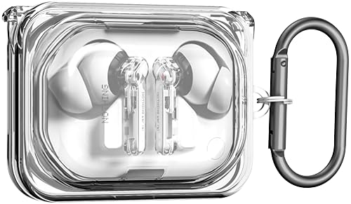 Geiomoo Soft TPU Case for Nothing Ear (a), Protective Cover with Carabiner (Clear)