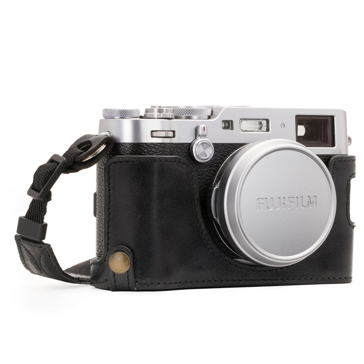 Megagear Fujifilm X100F Ever Ready Genuine Leather Camera Half Case And Strap, With Battery Access - Black - MG1281