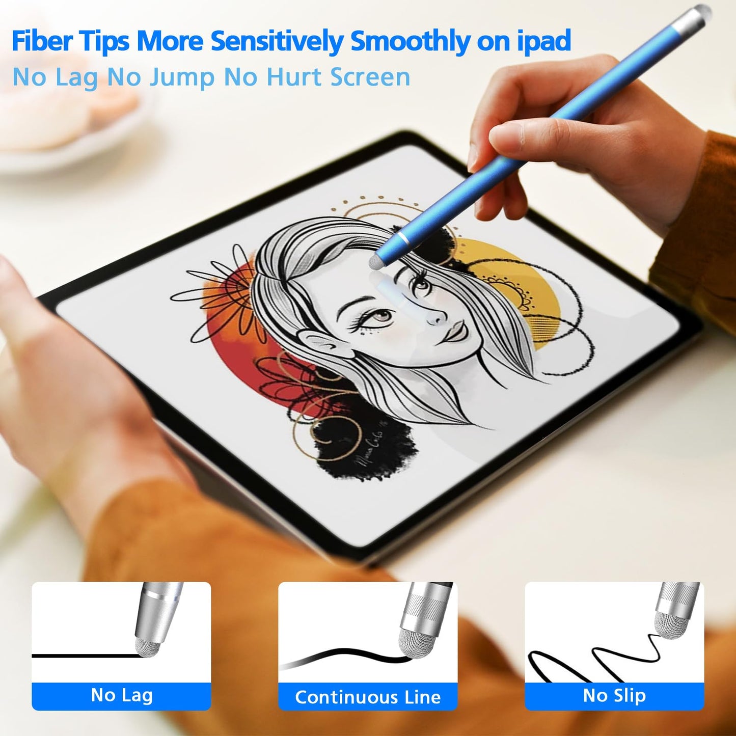 Stylus Pen for Touchscreen, 5 Pack Dual Fiber Stylus, High Sensitivity and Precision, Universal Stylus Pen for Android, Ipad,iPhone, Galaxy Microsoft