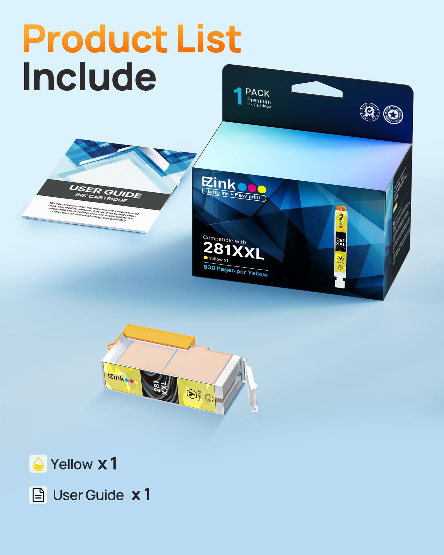 E-Z Ink Compatible Ink Cartridge Replacement for Canon 281XXL CLI-281XXL to use with TR8620a TR8620 TS702a TS9520 TS9521C TR8520 TS6220 TS6320 TS8220