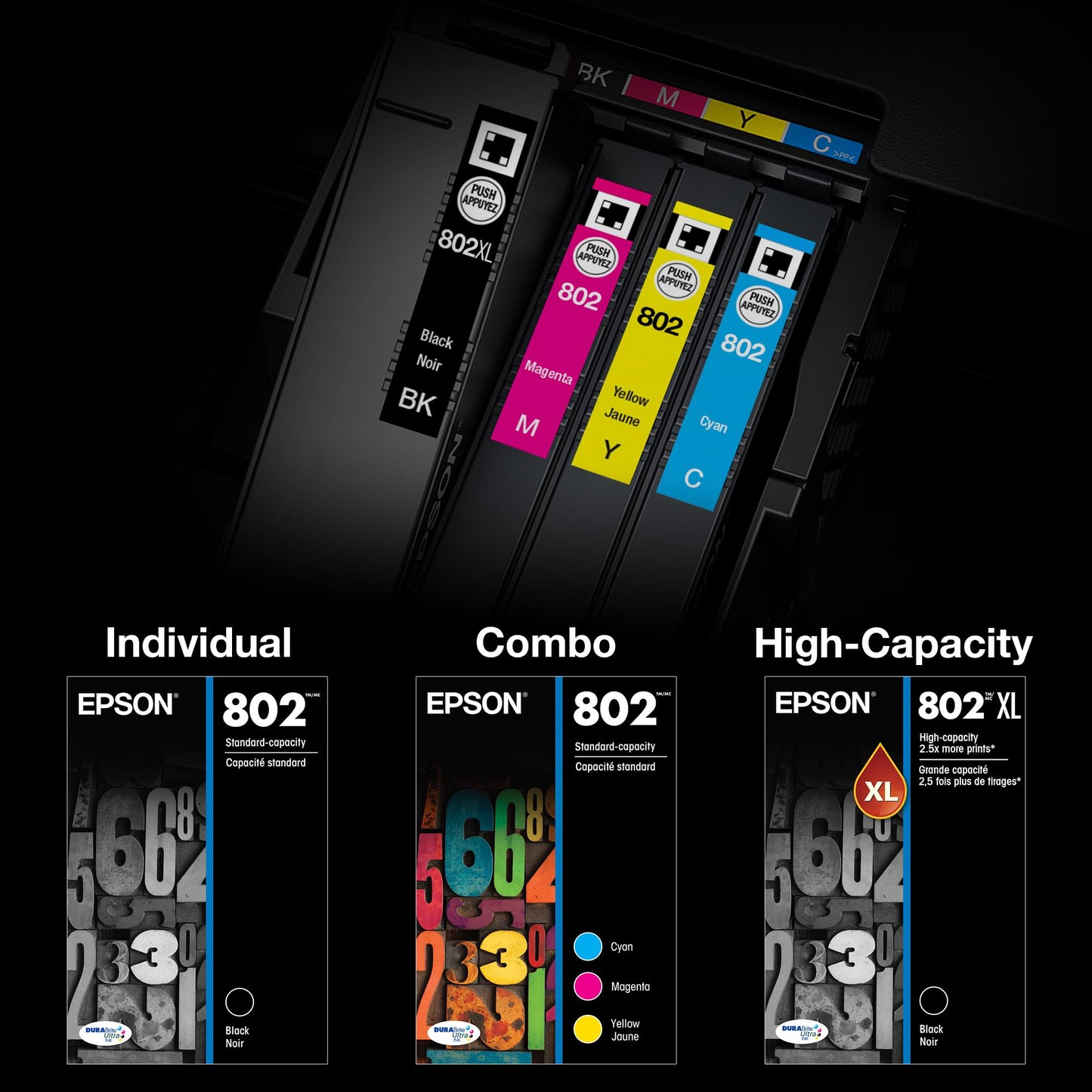 EPSON 802 DURABrite Ultra Ink High Capacity Black Cartridge (T802XL120-S) Works with WorkForce Pro WF-4720, 4730, 4734, 4740
