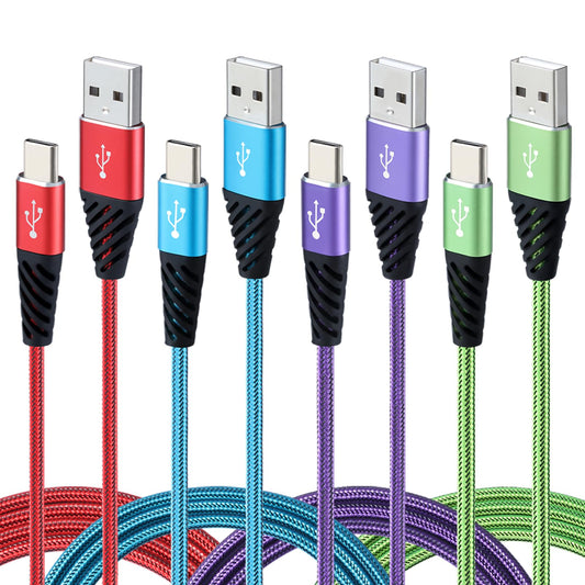 Bynccea Type C Charger Cable 10FT 4-Pack Fast Charging Cord USB A to USB C Cell Phone Charger Nylon Braided Compatible with Samsung Galaxy S10 S9 S8