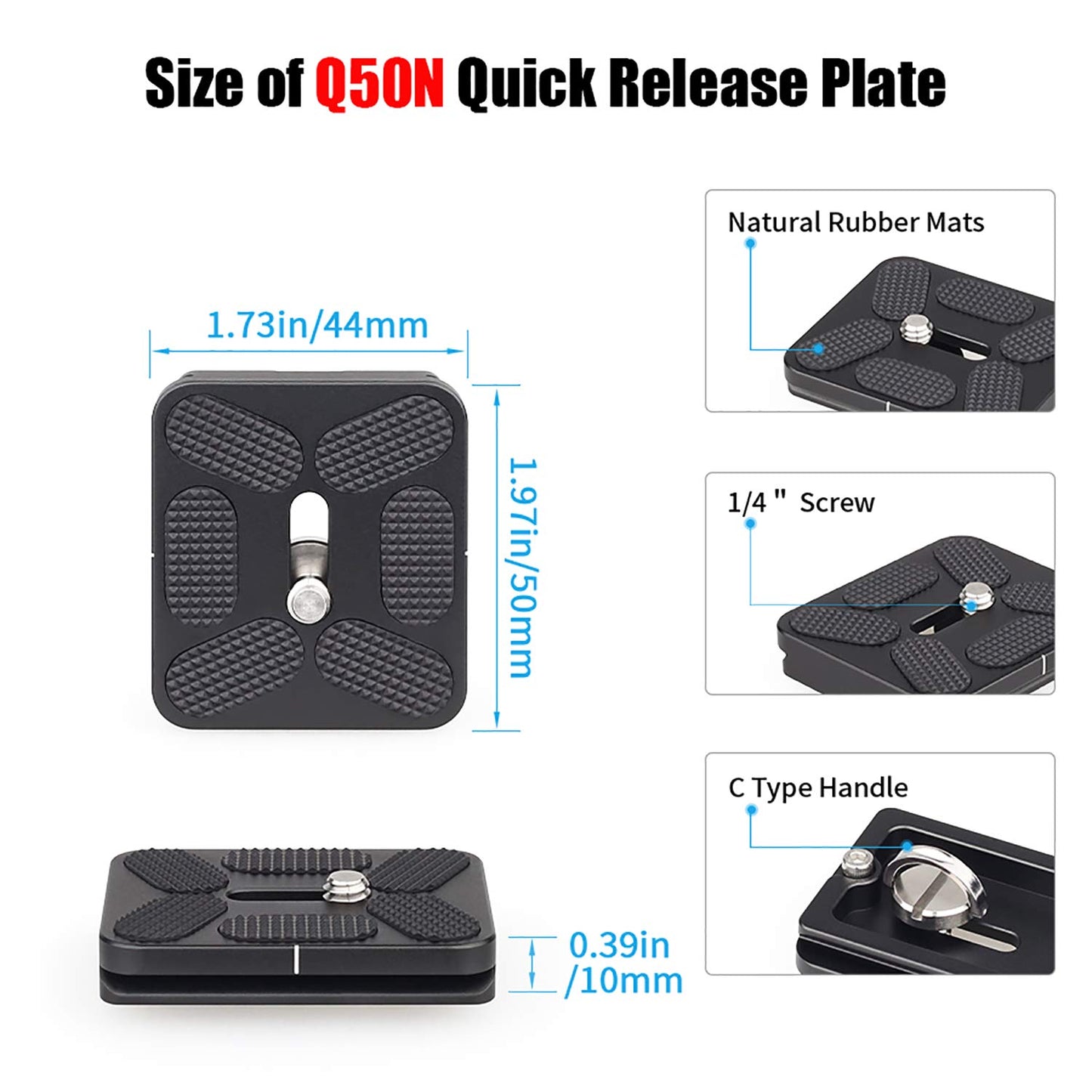INNOREL Tripod Arca Plates Q50N/Q60N/Q70N Universal Arca Swiss Quick Release Plate Adapter with 1/4” Screw for Panoramic Tripod Ball Head, DSLR