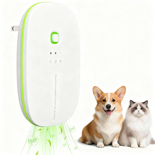 Cat Litter Deodorizer 99% Ozone Odor Eliminator Negative Ion 2-IN-1, Portable Plug In Ionic Air Purifier Filter-free Quiet Dog Poof Odor Removal