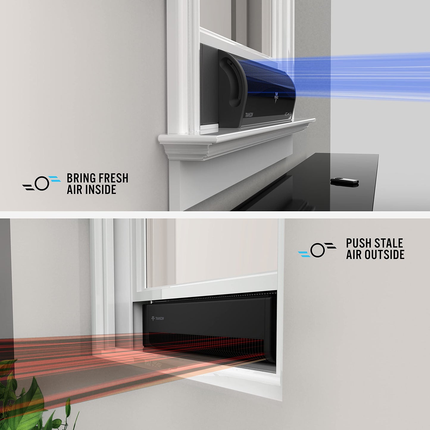 Vornado TRANSOM Window Fan with 4 Speeds, Remote Control, Reversible Exhaust Mode, Weather Resistant Case, Black, Whole Room