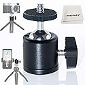 EXMAX 360 Degree Aluminum Alloy Body Rotating Swivel Mini Tripod Ball Head with 1/4" Screw Thread Base Mount for Lighter DSLR Camera Camcorder LED
