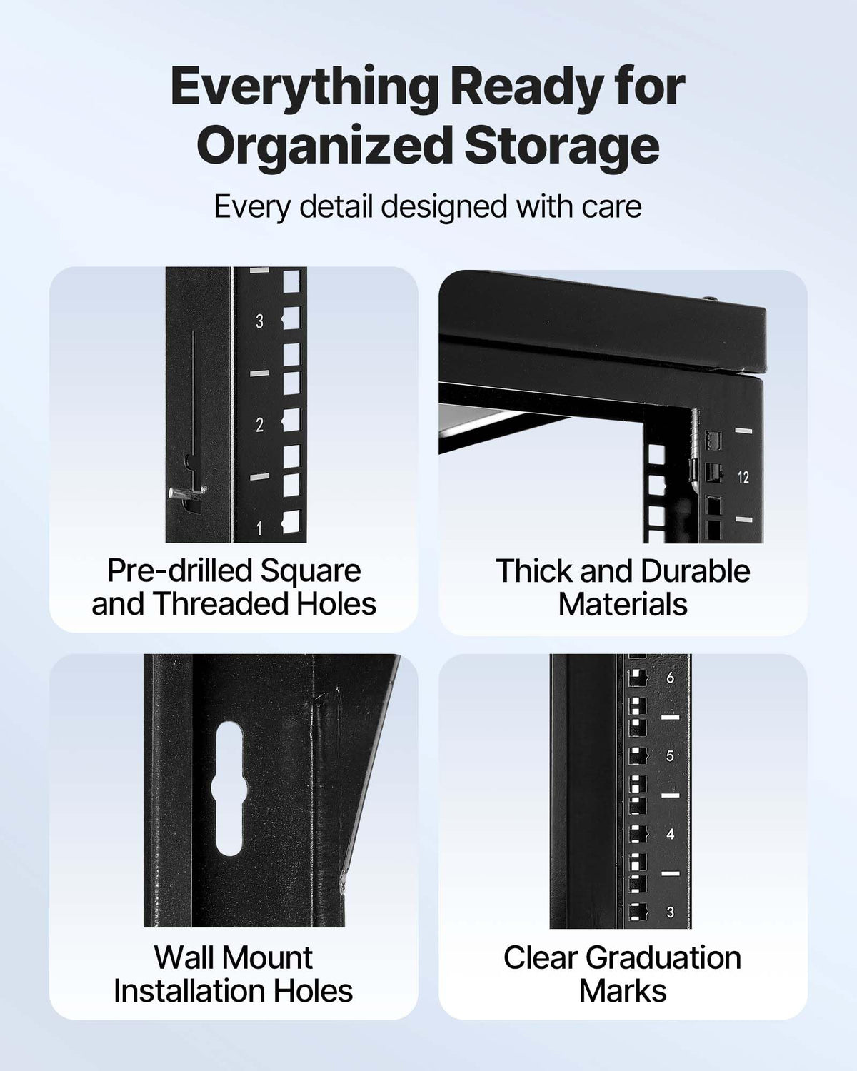 VEVOR 12U Wall Mount Server Rack, 150 lbs Max Load Capacity, Open Frame Network Rack with 180 Degrees Gate Swing, Carbon Steel, for 19-Inch IT Network