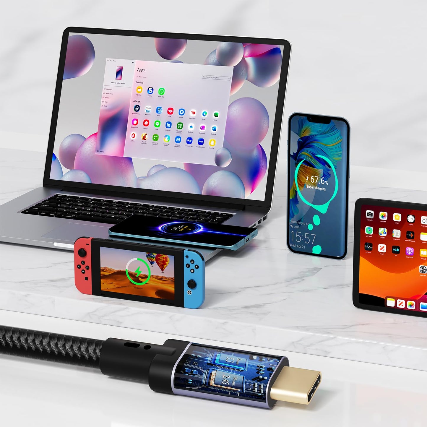 Henrety USB C Cable, USB4 Cable 240W Fast Charging, 40Gbps Data Transfer, 8K Video, Thunderbolt 4/3 Compatible, USB-C for iPhone 16, iPad, MacBook