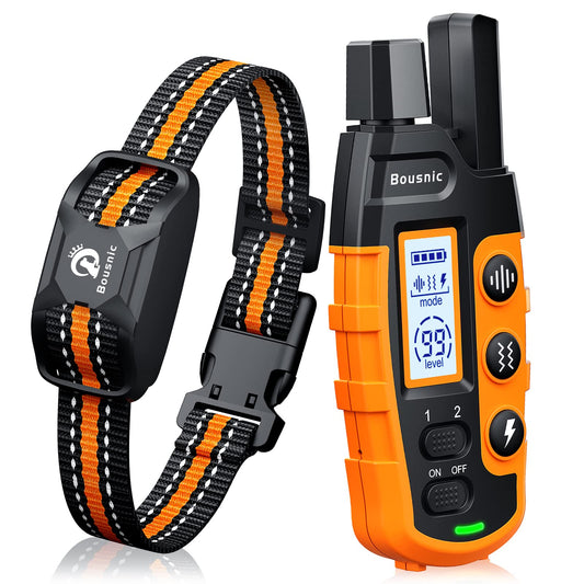 Bousnic Dog Shock Collar - 3300Ft Dog Training Collar with Remote for 5-120lbs Small Medium Large Dogs Rechargeable Waterproof e Collar with Beep
