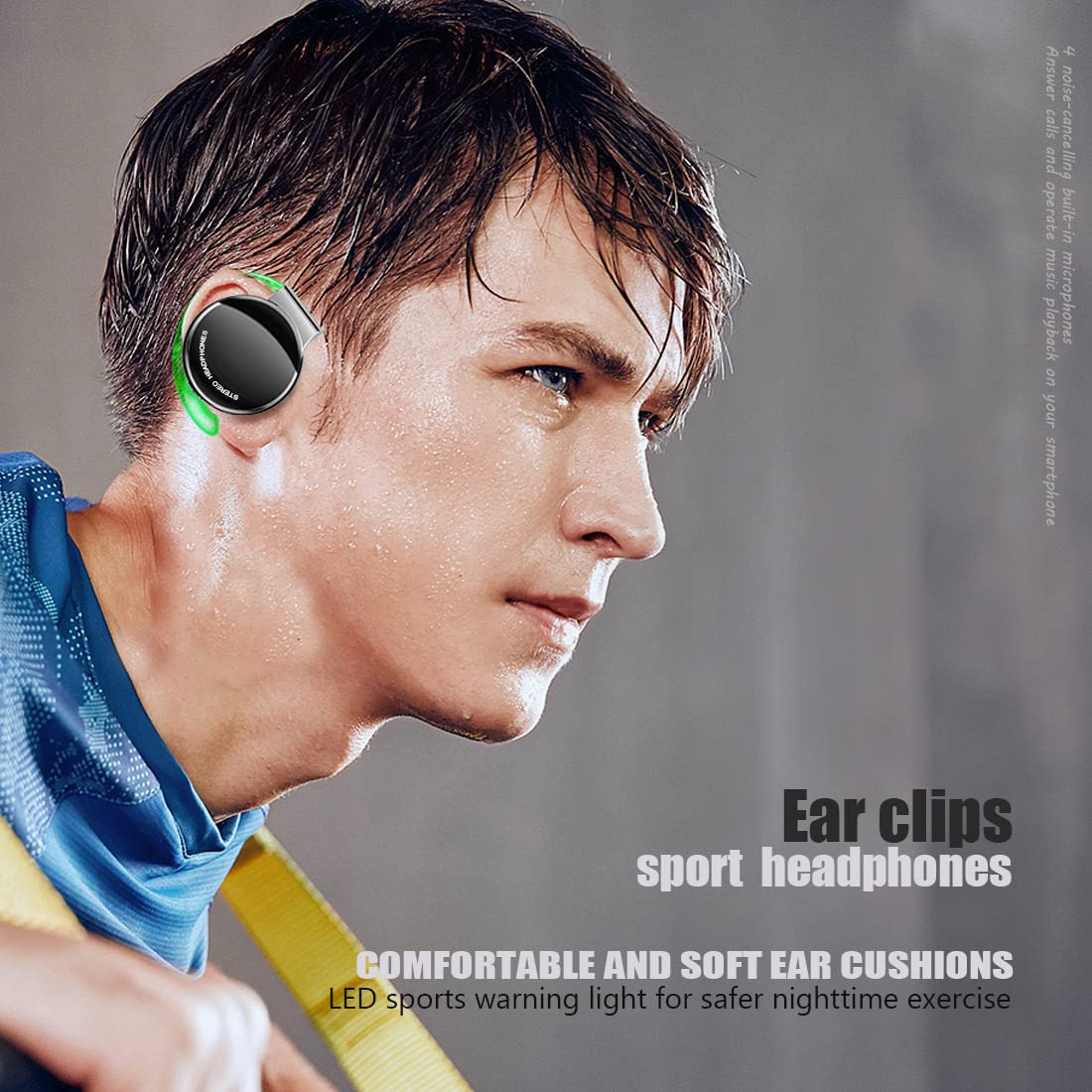 Wireless Bluetooth 5.3 Open Ear Headphones - Over-Ear Earbuds, Clip On Earphones for Work, Walking (Black)