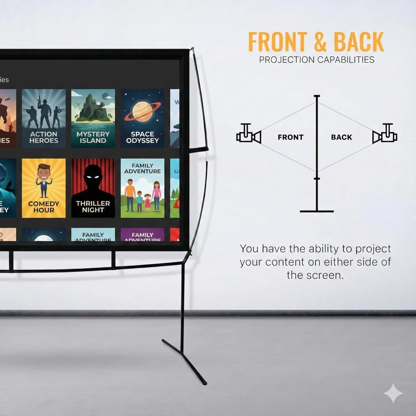 KHOMO Gear Portable Projector Screen - 100 Inch Projector Screen with Stand - Outdoor and Indoor Projector Screen for Movie Nights, Home Theatre,
