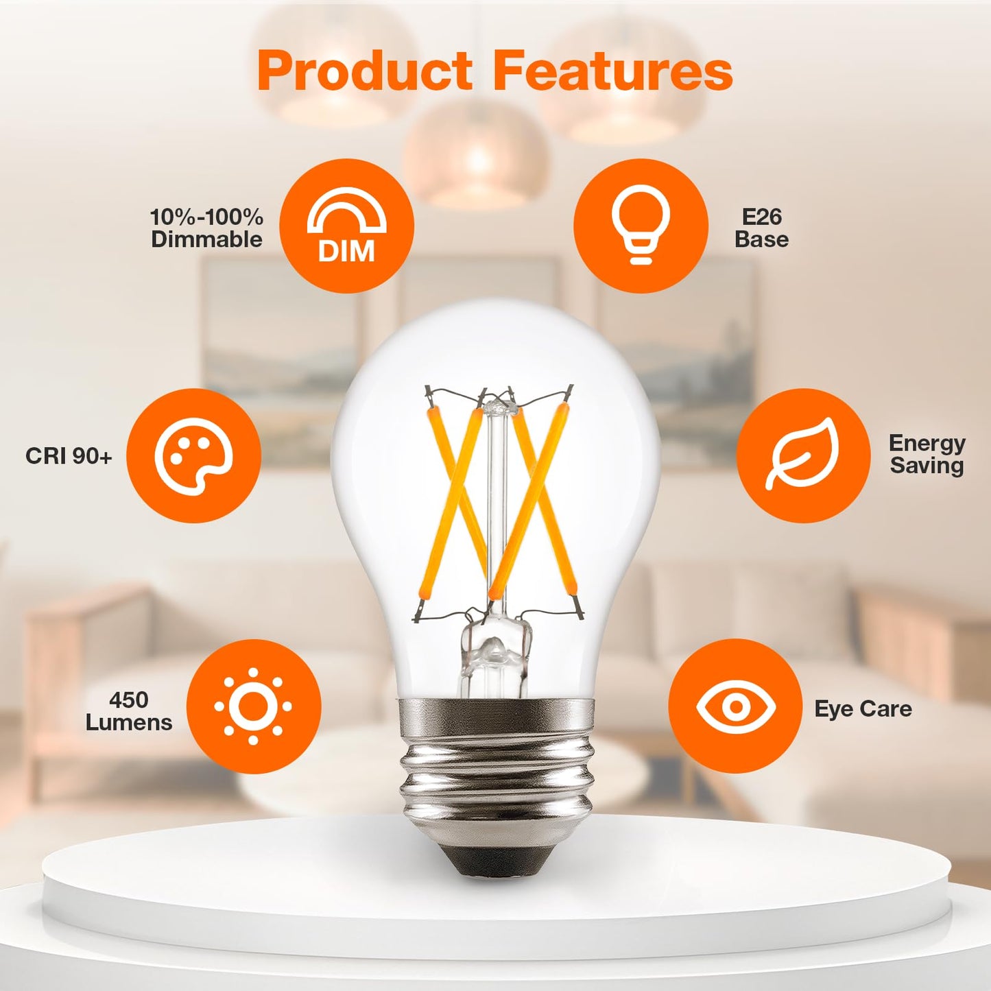 LEDVANCE Sylvania LED TruWave Natural Series Ceiling Fan / Fixture Light Bulb, 40W A15 Soft White Medium Base, Dimmable, Clear - 2 Pack, 40761