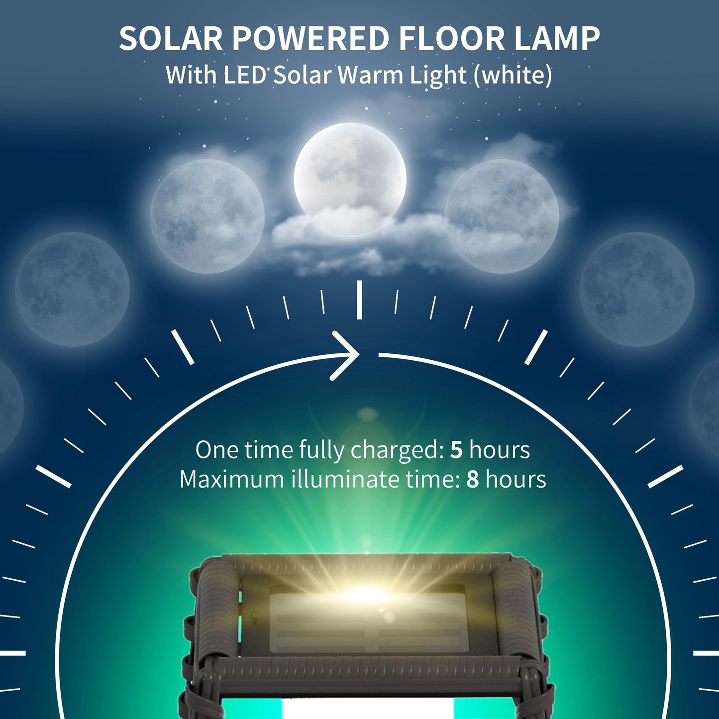 Outsunny Solar Floor Lamp, Outdoor Rattan Garden Lantern Pathway Light & Decorative Driveway Lighting with Auto On/Off LED Lights for Porch, Yard