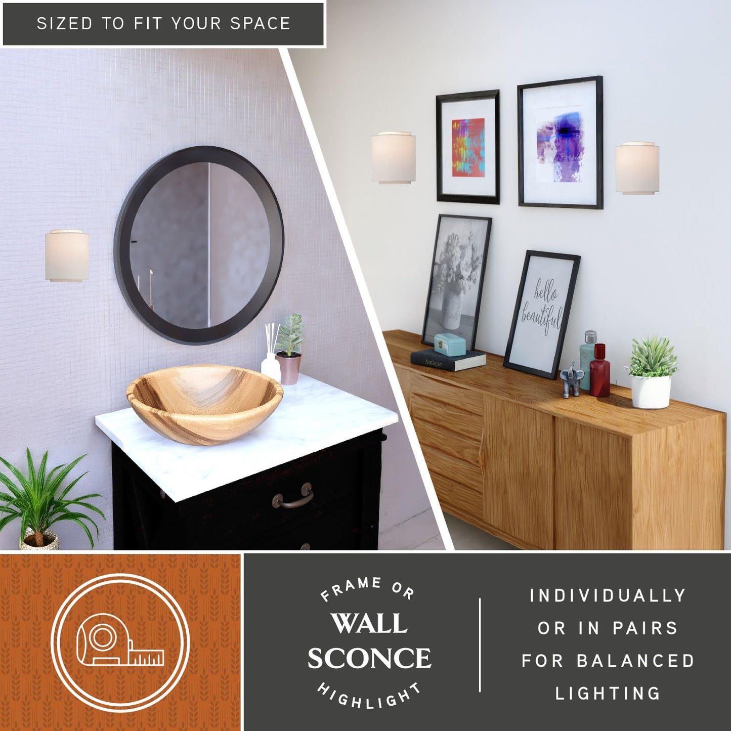 VAXCEL Burnaby 1 Light Gold Mid-Century Modern Flush Wall Sconce White Linen