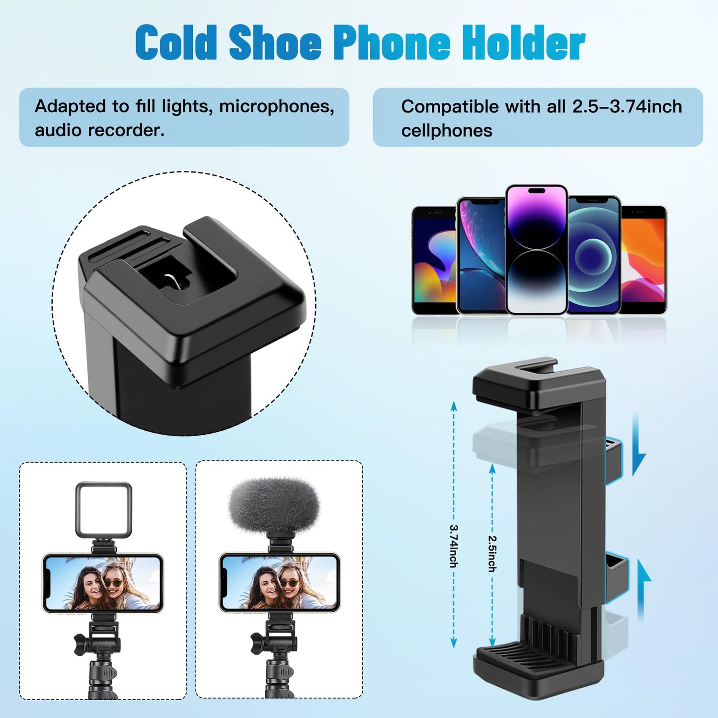 Victiv Phone Tripod, 70" Tripod for iPhone with Remote and Phone Holder, Sturdy & Stable, Adjustable Camera Stand & Selfie Stick Mode, Perfect