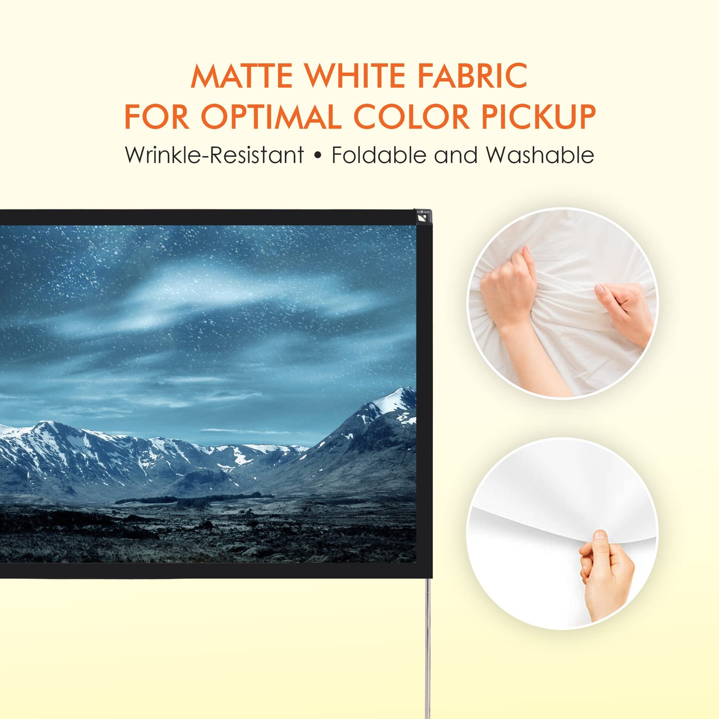 Pyle Projector Screen with Stand - 80'' 16:9 HD 4K Portable Lightweight Freestanding Foldable Indoor Outdoor Movie Projection Display with Frame