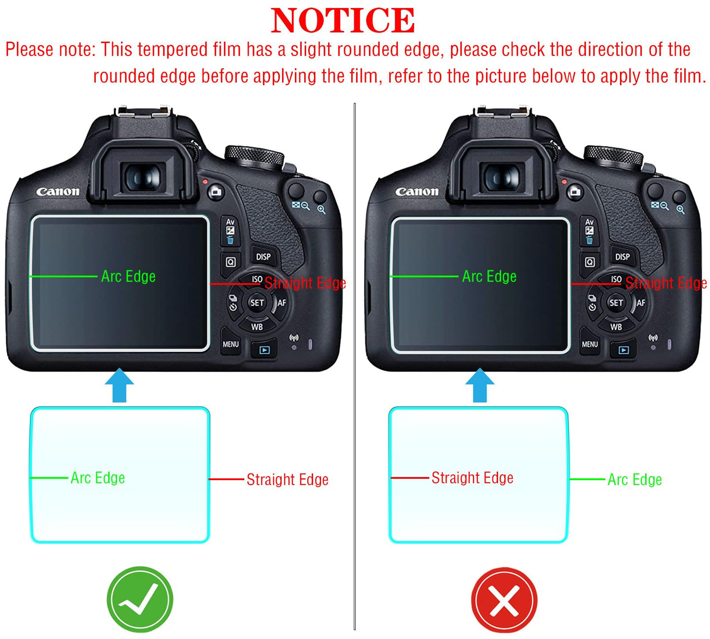 HUIPUXIANG Screen Protector for Canon EOS Rebel T7 T6 T5(2000d 1300d 1200d) DSLR Camera(for accessories), [3 Pack] 0.3mm 9H Hardness Tempered Glass