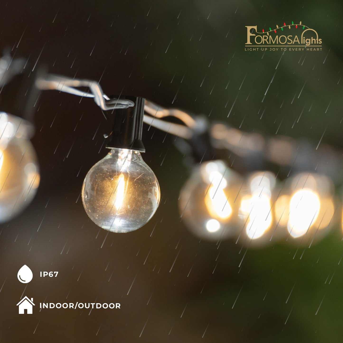Formosa 26ft Clear Incandescent Christmas String Lights, Indoor G40 Shatterproof Bulbs, 25 Retro Globe Edison Bulbs, Indoor Hanging Lights for Bedroom