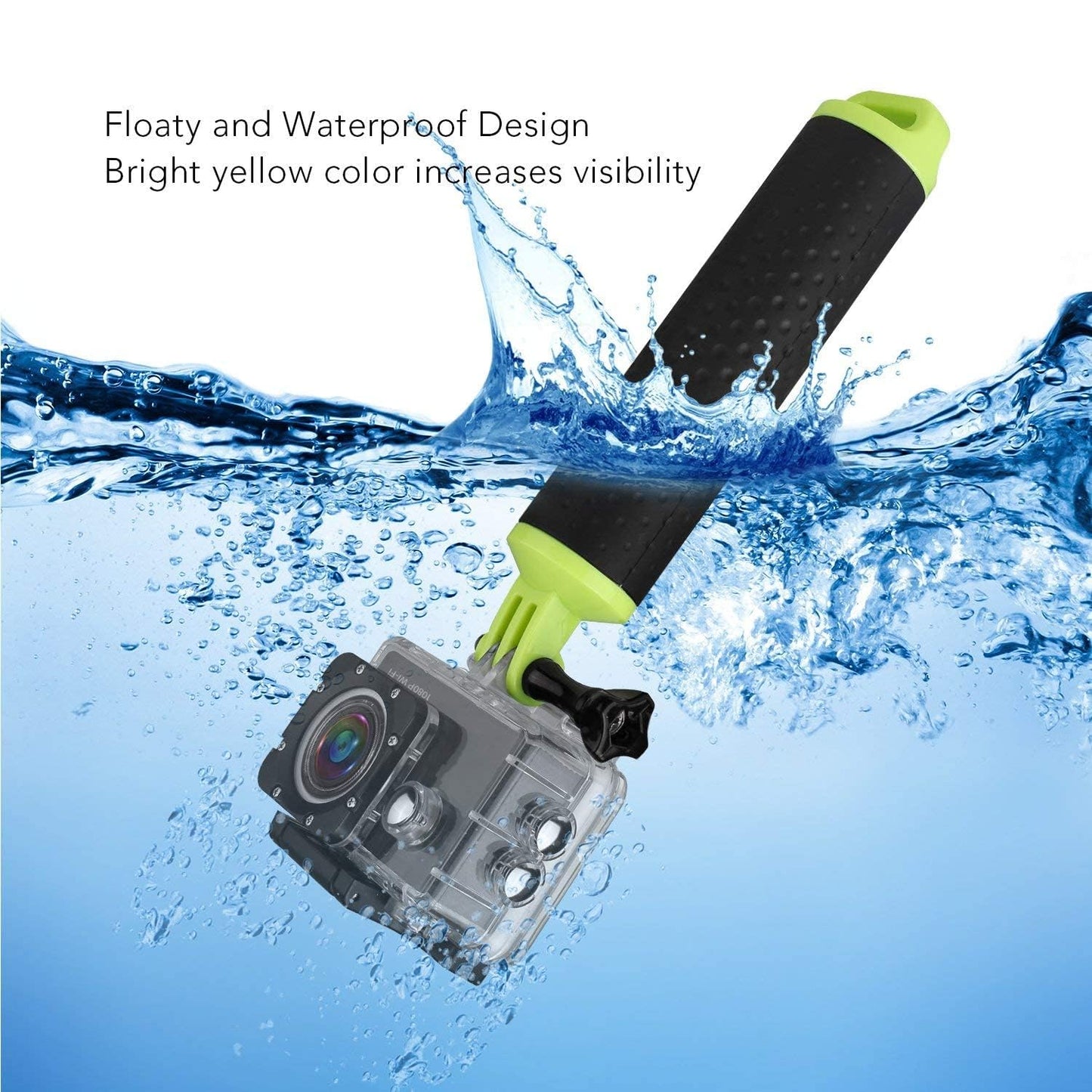 WOLFANG Action Camera Floating Hand Grip Camera Handle Waterproof Monopod Hand Grip Float Stick Selfie Floating for Action Camera Sports Camera