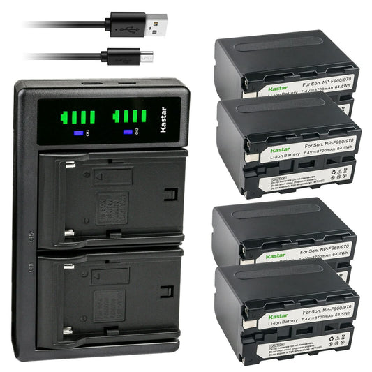 Kastar 4-Pack NP-F970 Battery and LTD2 USB Charger Compatible with CCD-TRV101 CCD-TRV15 CCD-TRV16 CCD-TRV17 CCD-TRV201 CCD-TRV215 CCD-TRV20 CCD-TRV25