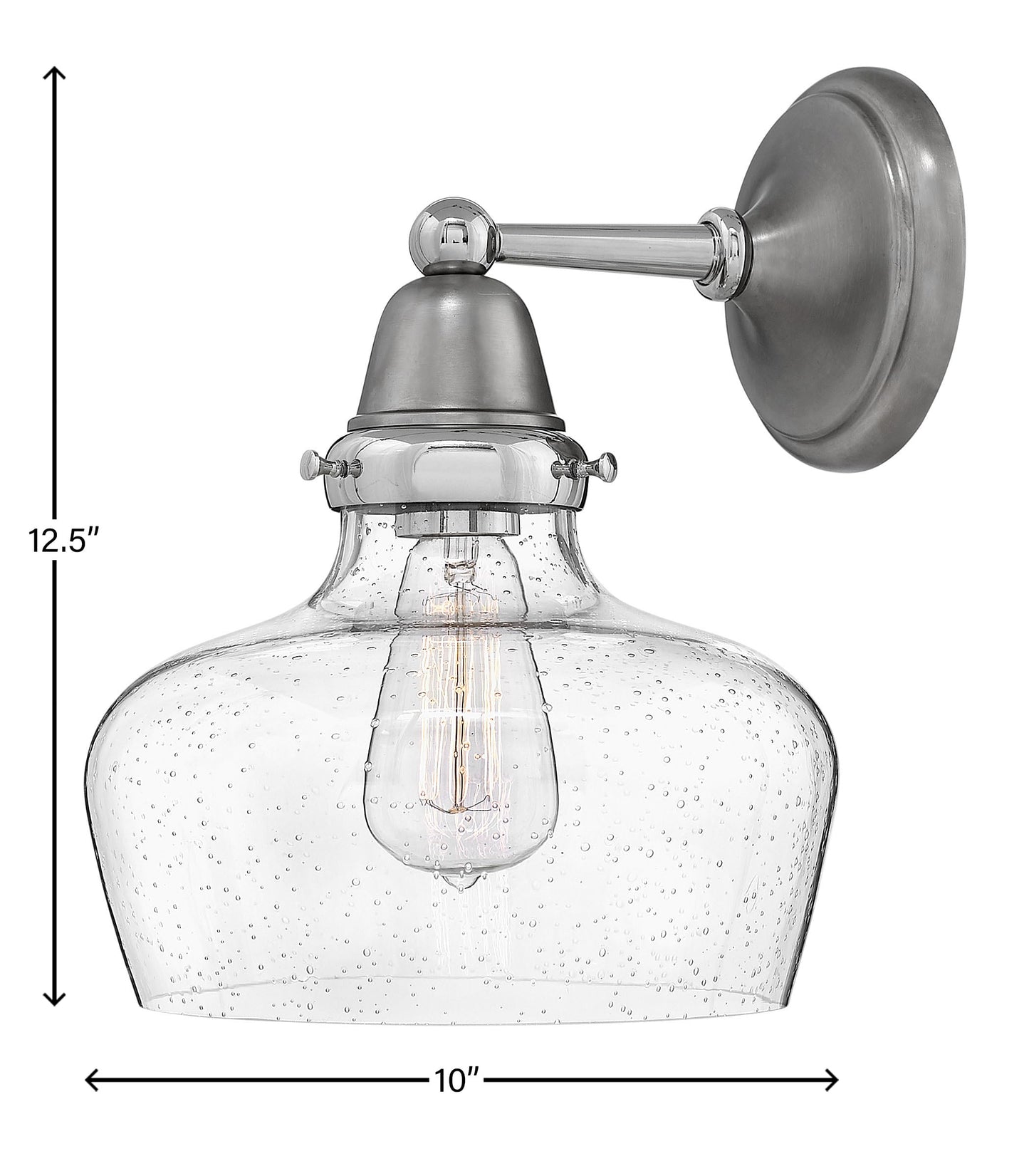 Hinkley Academy 67002EN 12.5" One Light Wall Sconce - 1-10w Med. LED Bulb Required, Clear Seeded School House Glass - English Nickel