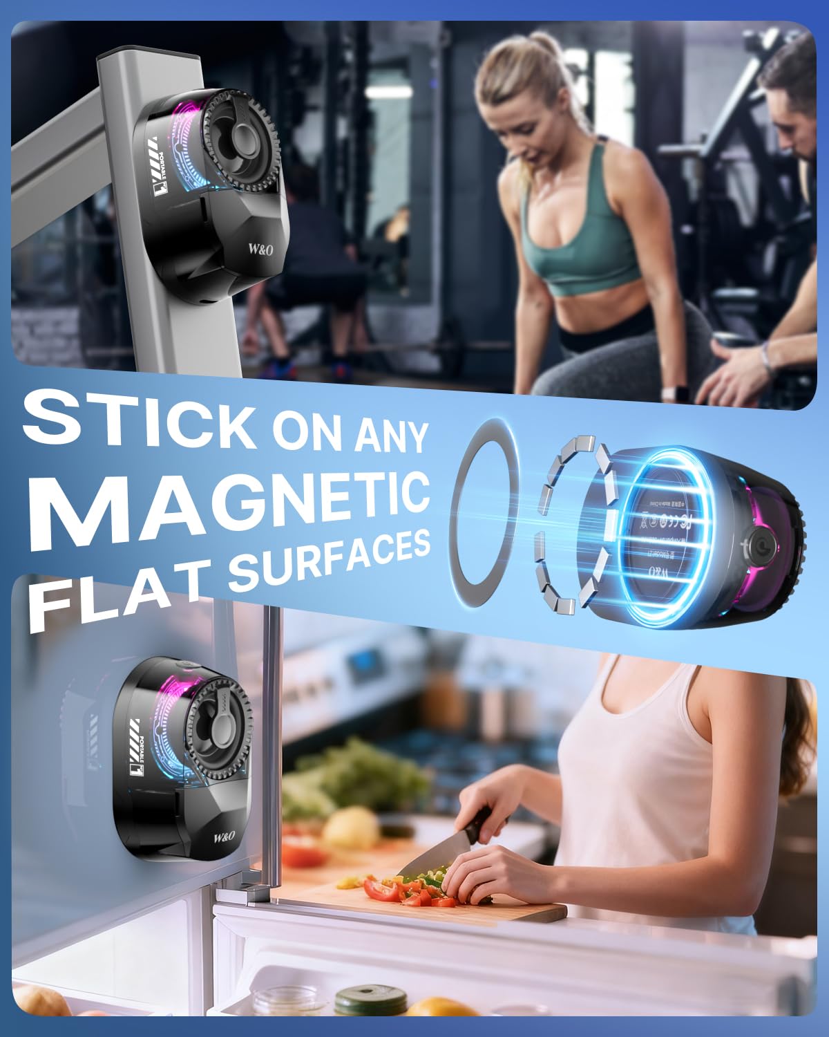 W & O Bluetooth Speaker with Wireless Earbuds,All in One, Magnetic Portable Speaker Bluetooth 5.4 with RGB Lights, Magnetic Mount?for Travel, Gifts