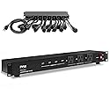 Pyle 19 Outlet 1U 19" Rackmount PDU Power Distribution Supply Center Conditioner Strip Unit Surge Protector 15 Amp Circuit Breaker 4 USB Multi Device