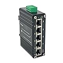 Mini Industrial Gigabit Ethernet Switch,Unmanaged Ethernet Network Hub Switch with 5 x RJ45 Port 10/100/1000T,12~48VDC,Support 802.3X Flow