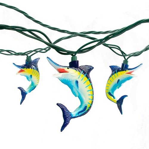 Rivers Edge Products Marlin LED String Lights, 10-Bulb Decorative Fairy Lights with 2 Extra Bulbs, 10FT Hanging Lights for Bedroom, Patio, or Deck