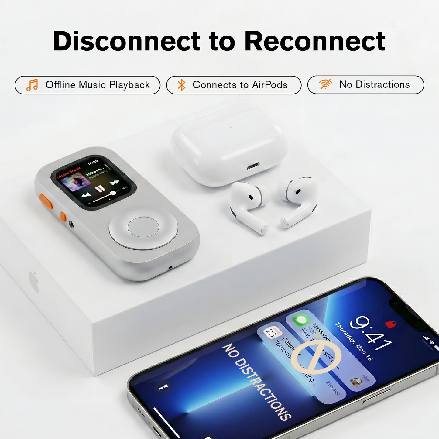 TechPod RePod Aluminum Case for Apple Watch Series S7/8/9, Transform Watch into Retro Music Player, 41mm CNC Metal Protective Cover with Functional