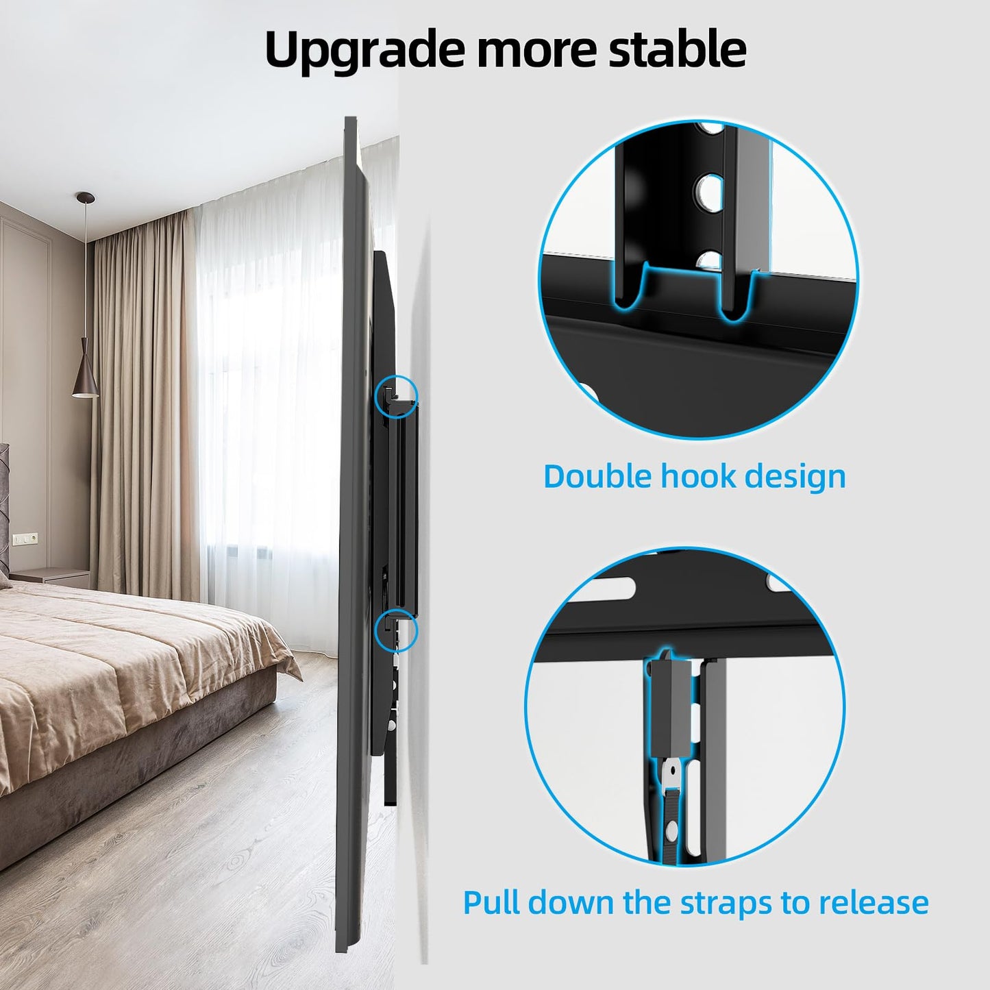 HOME VISION Heavy Duty Fixed TV Wall Mount for Most 32-86 Inch Flat TVs, Max VESA 600X400mm up to 165lbs Fits 16/18/24 Inch Wood Studs, Universal Low