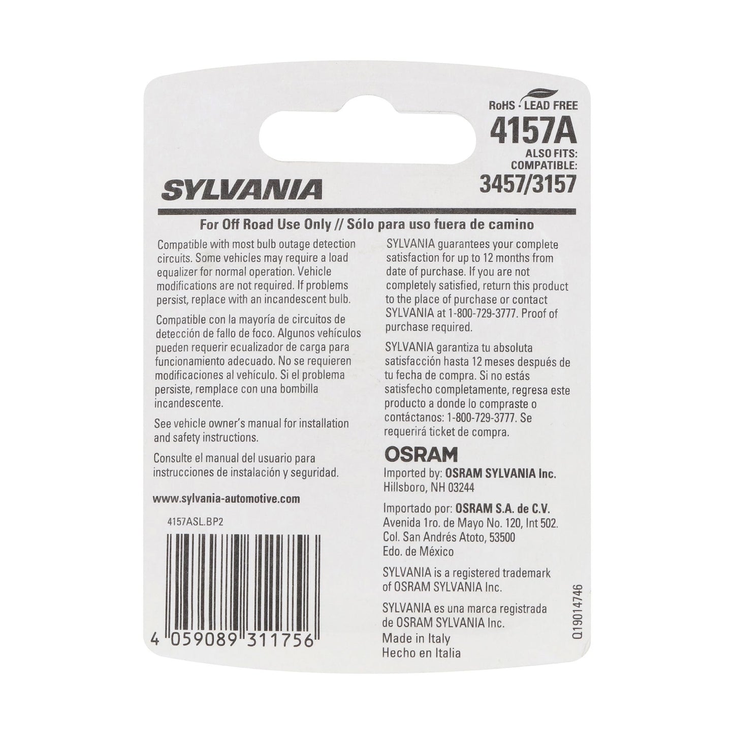 SYLVANIA 4157 LED Amber Mini Bulb, Park & Turn Light, 2 Bulbs