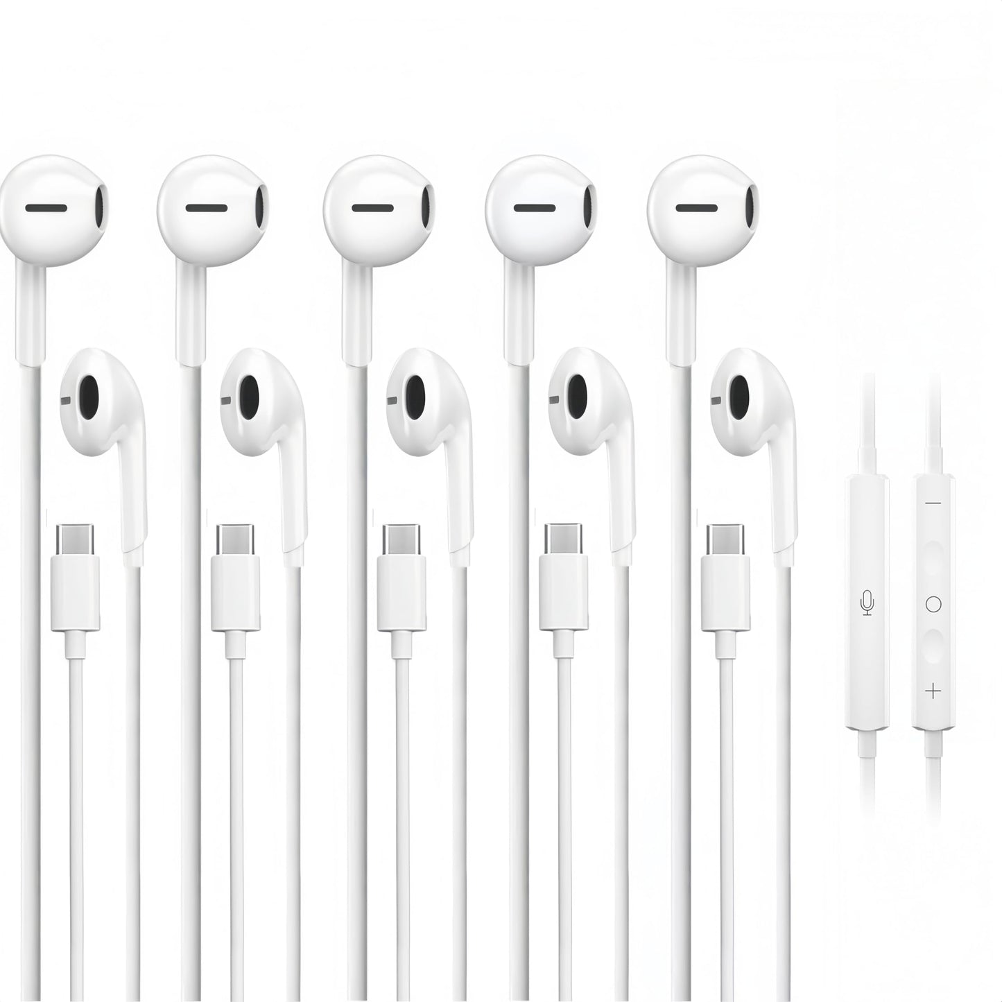 5 Pack Upgraded USB C Headphones for iPhone 17/16/15 Pro Max iPad Plus TypeC Earphones with Microphone Volume Control USBC Wired Earbuds USB Type C