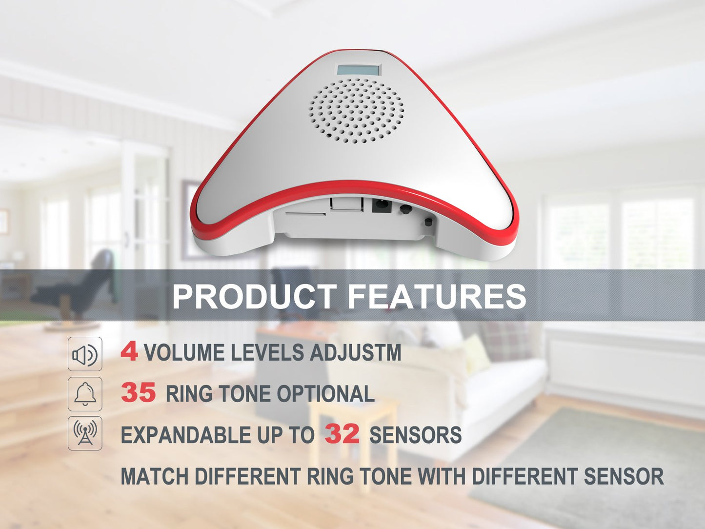 HTZSAFE Wireless Alarm Receiver,White