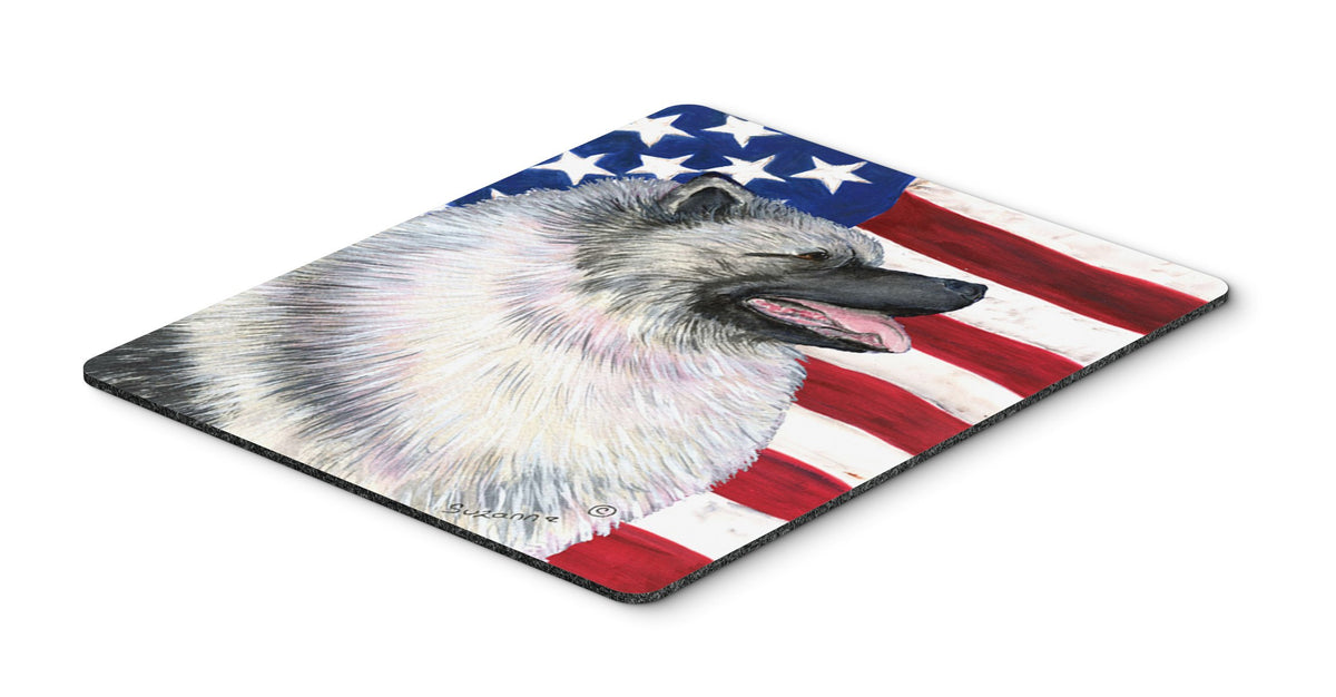 Caroline's Treasures SS4051MP USA American Flag with Keeshond Mouse Pad, Hot Pad or Trivet for Home Office Gaming Working Computers Laptop Mouse