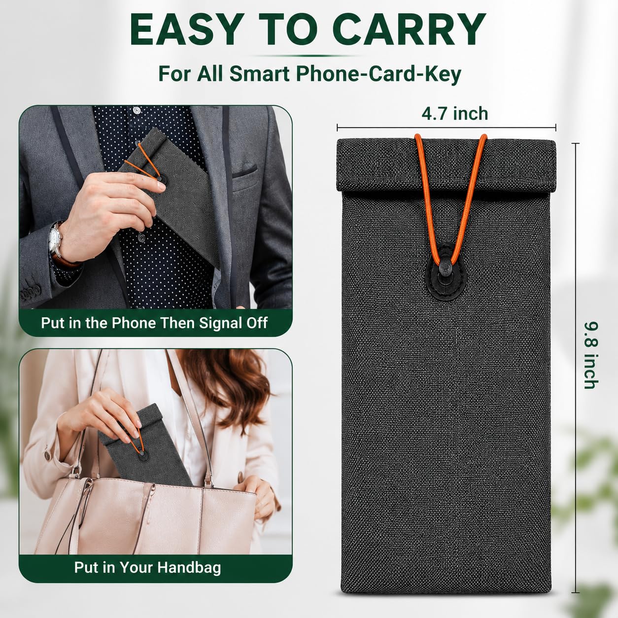 INLIKASHLNE Faraday Bags for Phones and Car Keys, 2-Pack Go Dark Bags Signal Blocking Pouch for Privacy Protection, Blocks GPS WiFi Bluetooth RFID