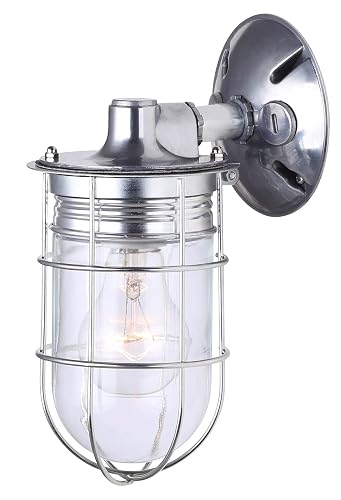 CANARM LTD. IOL337AL Weather 1 Light, Indoor/Outdoor, Ceiling/Wall Mount, All Metal with Cage, Aluminum Finish