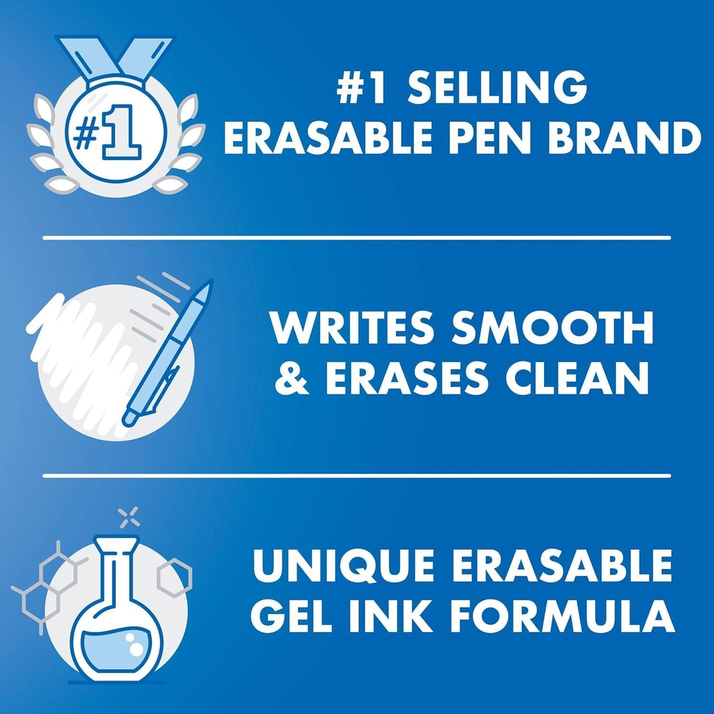 PILOT Frixion Erasable Pens, Fine Point 0.7mm Pack of 6 Black Retractable Ink Pens + 4 Bonus Refills